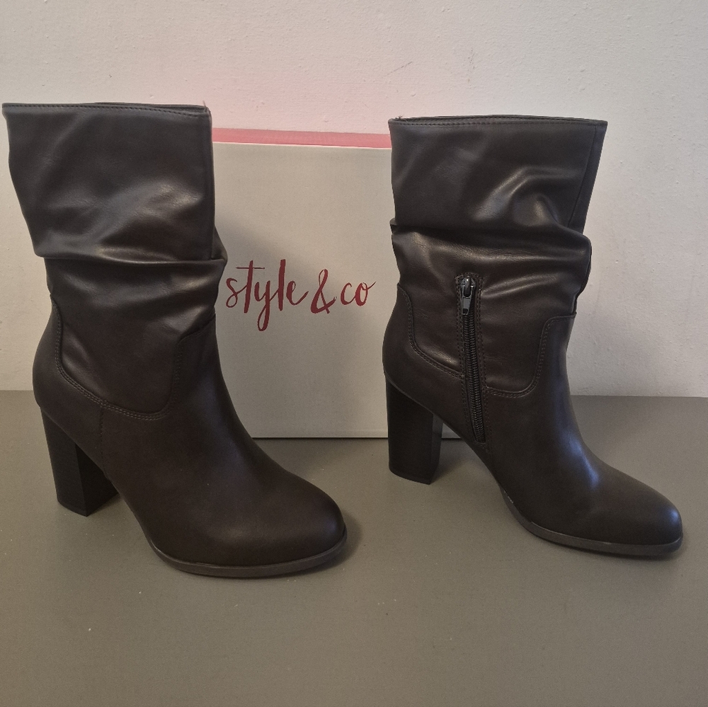 NIB Style & Co. Brown Heeled Boots